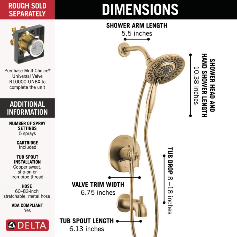 SAYLOR™ Monitor® 17 Series Tub & Shower Trim with In2ition®, Champagne Bronze