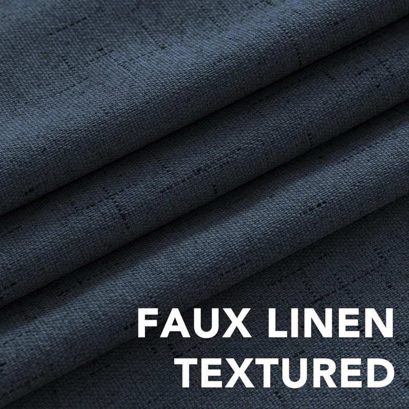 Rideaux pour chambre à coucher Pleine lumière bloquant les rideaux de fenêtre texturée pour le salon, Marine
