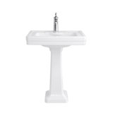Fitzgerald 28.74" Tall White Ceramic Rectangular Pedestal Bathroom Sink with Overflow