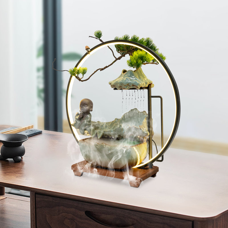 Desktop Water Fountain with LED Lights & Mist
