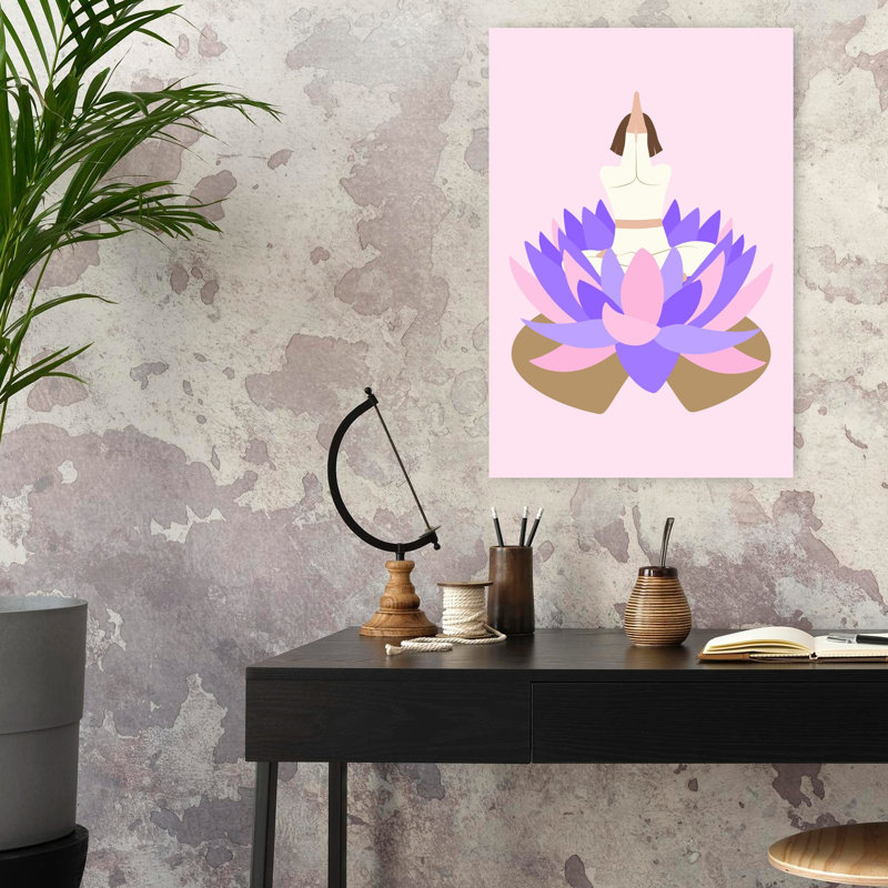 Art contemporain, fleur de lotus, H 24 po x l 16 po