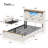 Farmhouse Bed Frame With 2 Storage Drawers, Wooden Platform Bed With Led Lights And Charging Station, Rustic Headboard With Sliding Barn Door Storage Cabinets-1825556313-1842327501