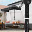 7.5ft Half Umbrella Patio Parasol Sun Shade, Crank Handle, Black-1260904811