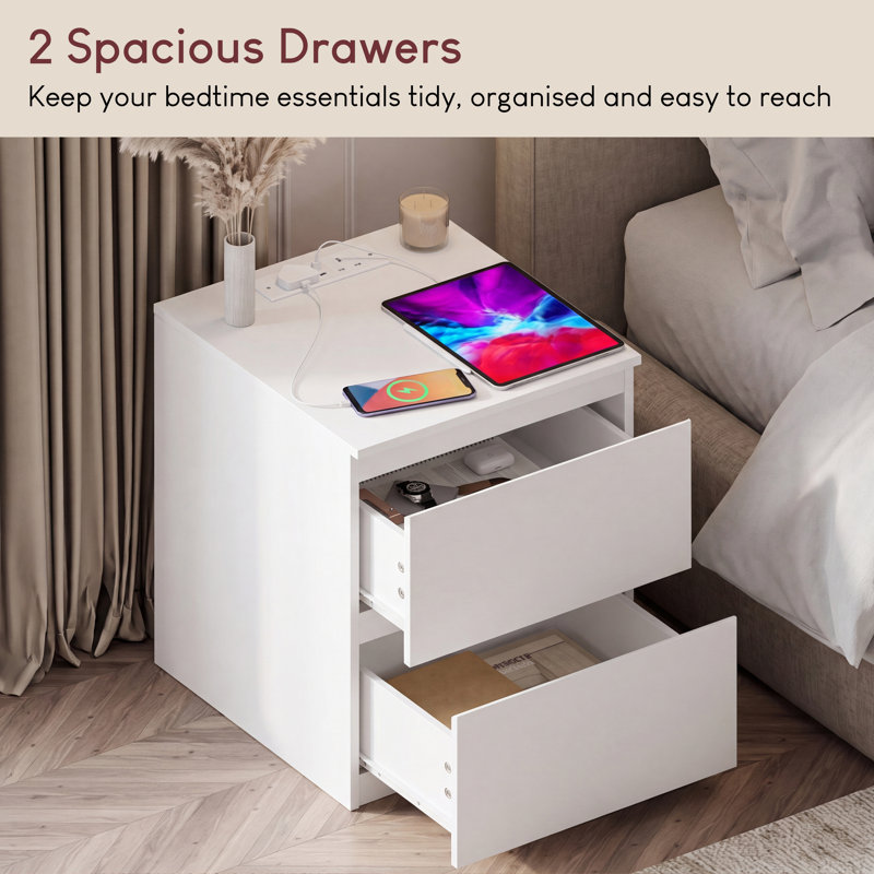 39.5 cm W Bedside Table, White
