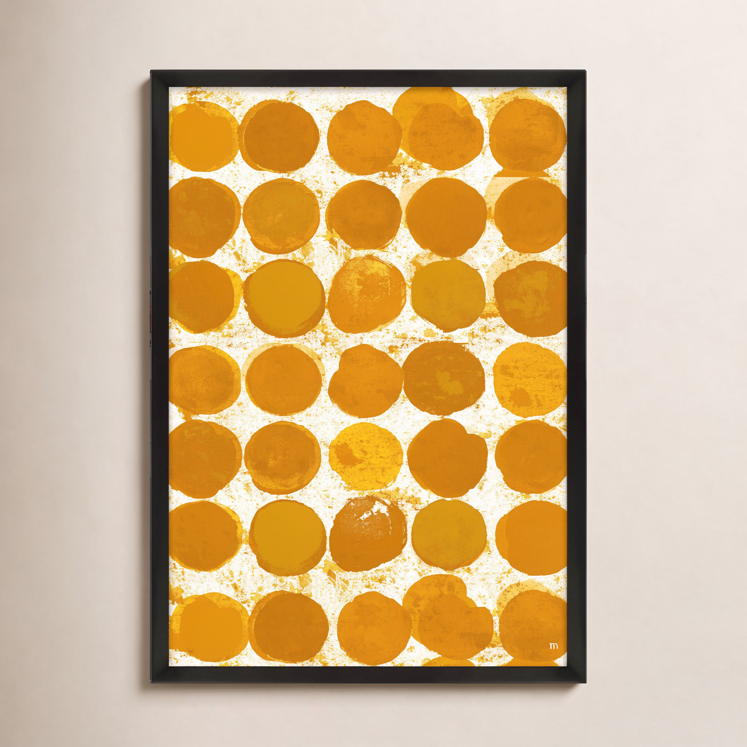Satori Dots Pattern Curry Print, Black Framed, 25" H x 17.5" W x 1.25" D