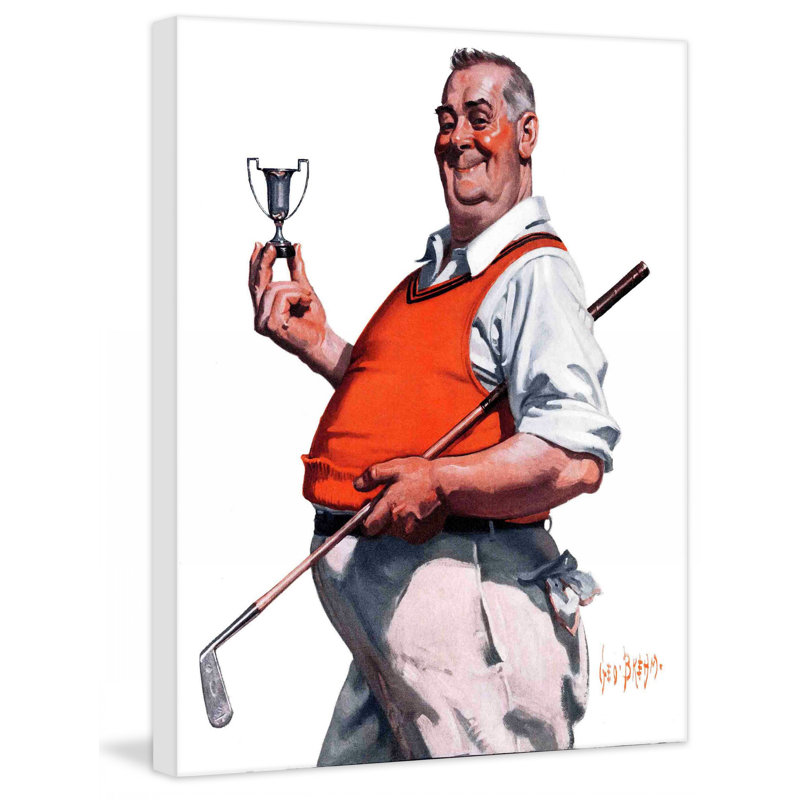 Reproduction sur toile tendue, "Golf trophy" par George Bréhm, H 29 po x l 24 po x P 1,5 po