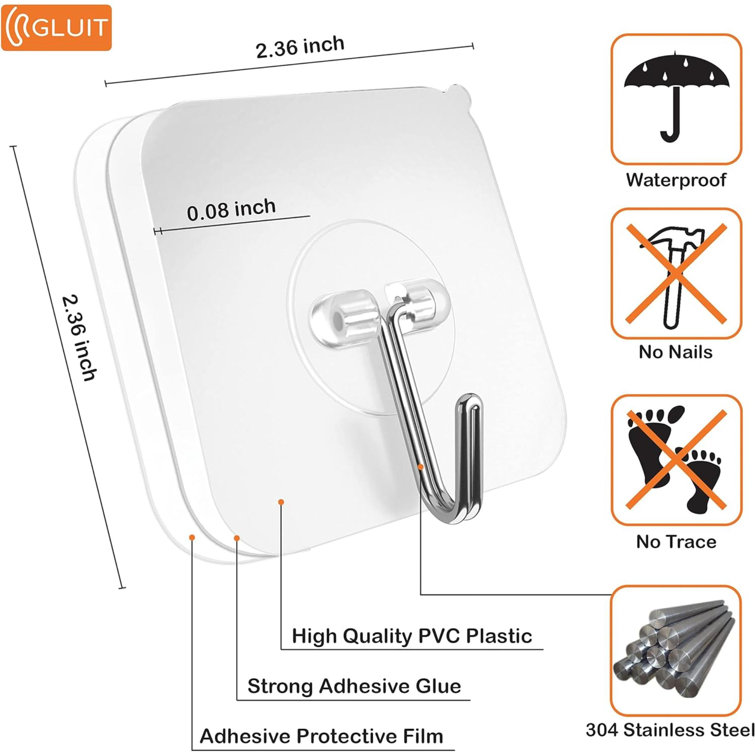 Textiles Hub Adhesive Hooks For Hanging Heavy Duty 22 Lbs Robe Towel Sticky  Clear Hooks Waterproof Adhesive Wall Hooks For Home Bathroom Kitchen Office  And Outdoor 12 Pack