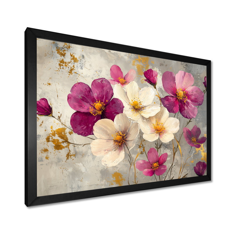 Fleurs sauvages et bouquet de coquelicots lavande - art mural coquelicot, H 16 po x l 32 po, Noir