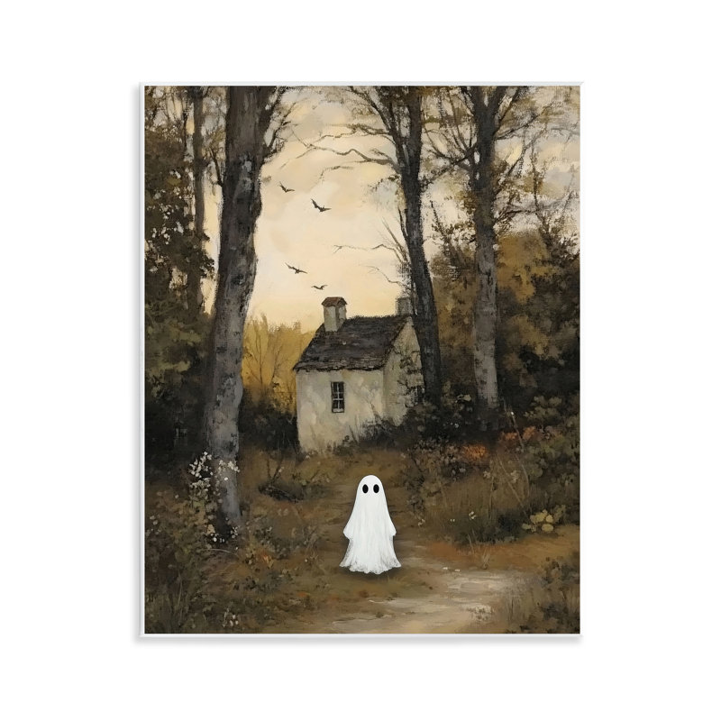 Little Ghost in Cottage Forest Wall Plaque, design by Arlington Prints