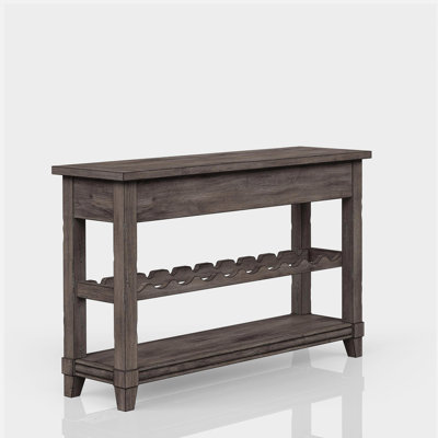 Living room table with wine bottle storage compartment and storage drawer