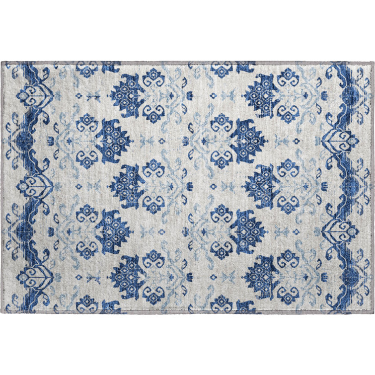 Premium Machine Washable Prisco Navy Rug