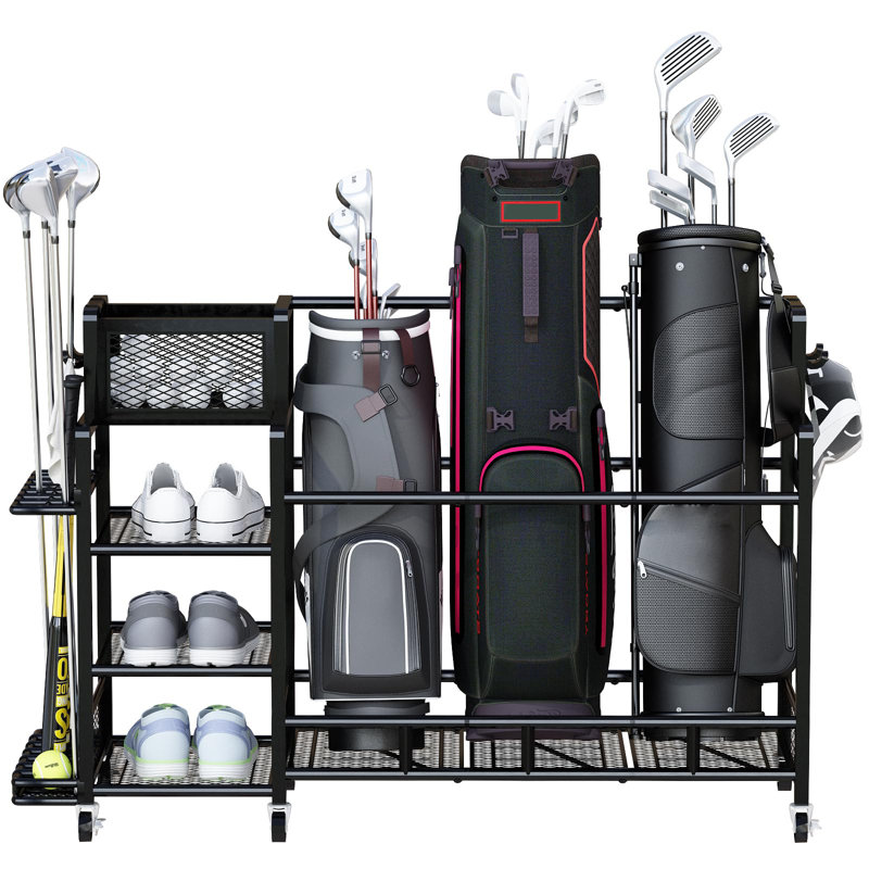 Heavy-Duty Golf Bag Organizer with Lockable Wheels