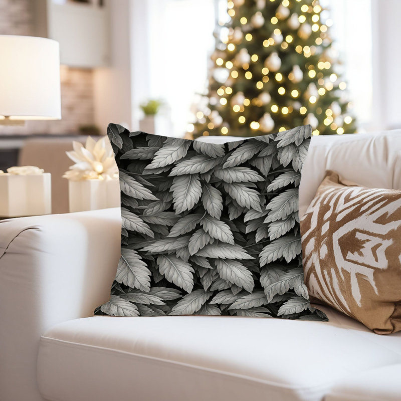 Botanical Black & White Leaves Modern, 20"H x 20"W