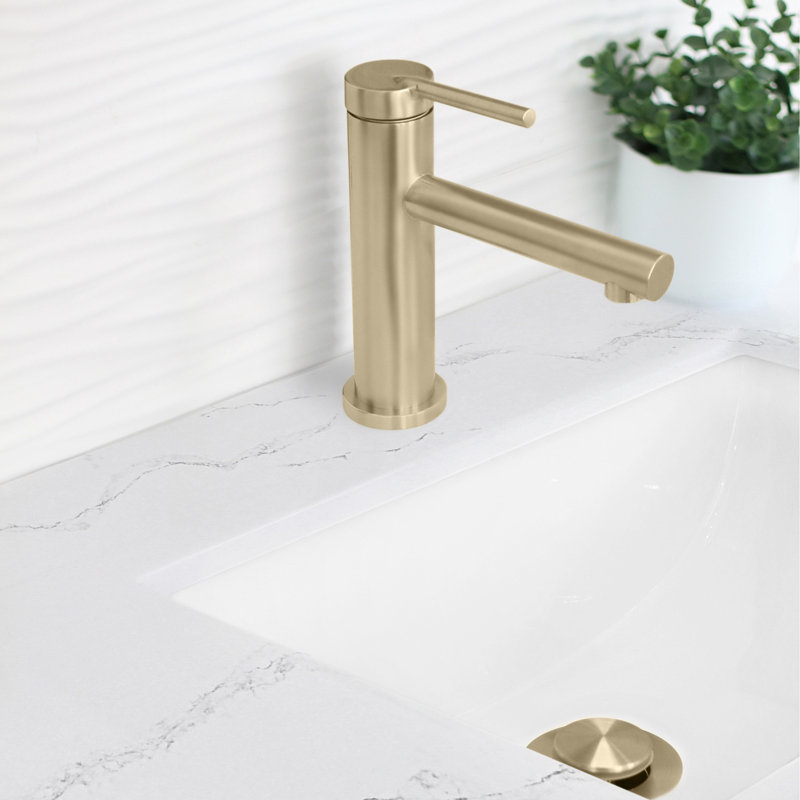 Brushed Gold Stainless Steel Single Handle Bathroom Faucet