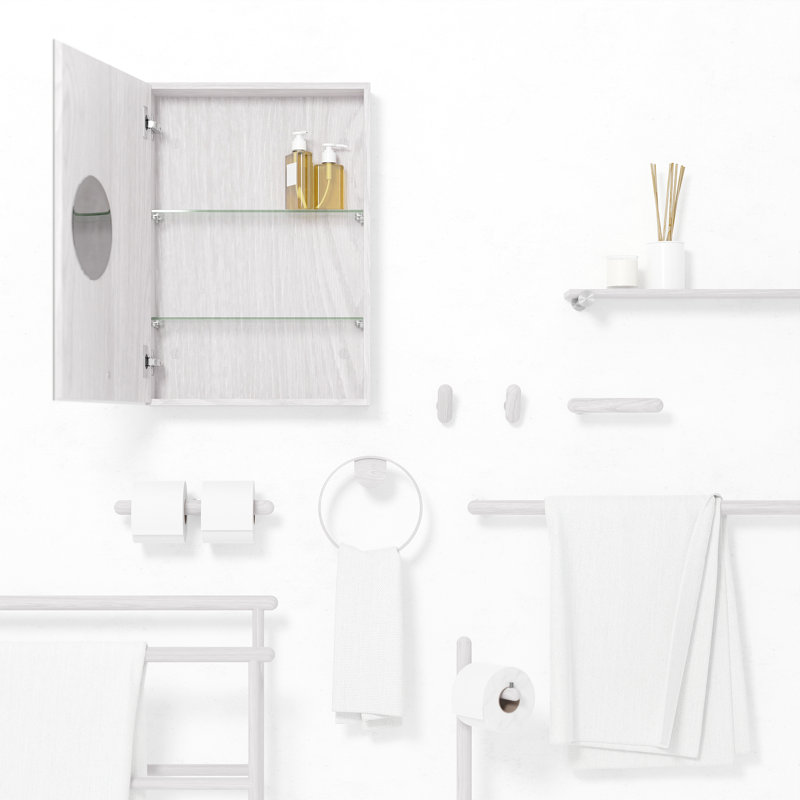 Haliee Oak Solid Wood Floating Shelf, White