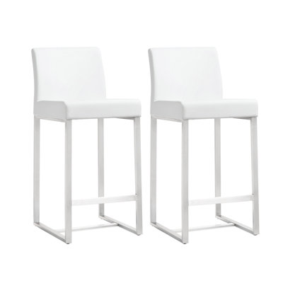 Upholstered Counter Stool with Metal Frame