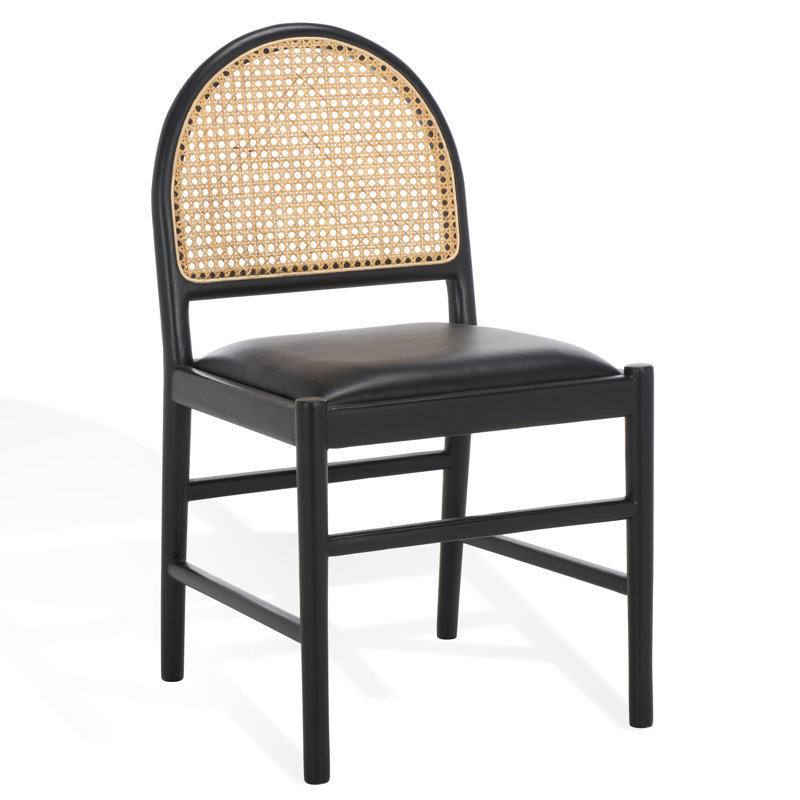 Laylie Leather Upholstered Dining Chair, Black Leather, Black