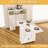 Multifunctional Extendable Folding Dining Table With Wheels, Movable Drop Leaf Dining Table With Wall-Mounted Sideboard & Storage, Space Saving Rectangle Collapsible Table For Small Apartments, Kitchen, Living Room, White