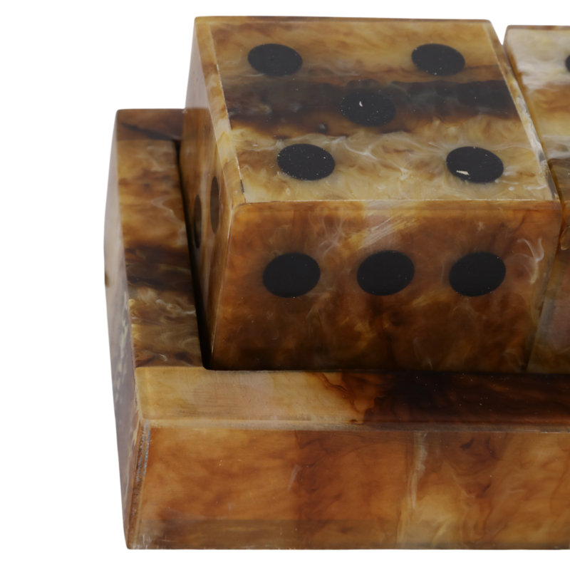 Decorative Dice Set For Tabletop Game - Stylish Coffee Table, Living Room Decor, Or Suitable For Family Game Night - 11", Brown & Black