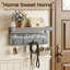 Key Holder Wall Mount with 4 Double Hooks-Solid Wood Wall-Mounted Organizer for Keys&Mail Rustic Key Rack Hanger Holder Home Decor for Entryway Living Room (Gray)