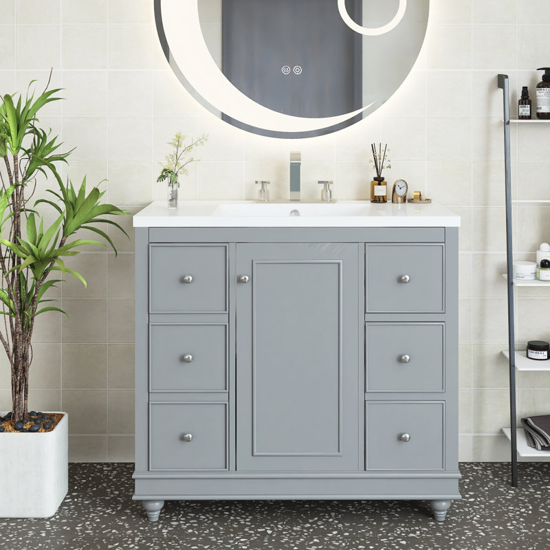 Ensemble de meuble-lavabo simple 36 po Premlata, Gris