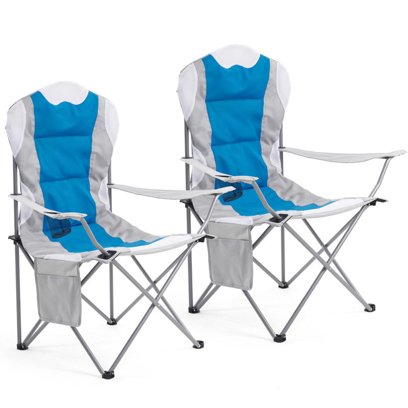 Folding Camping Chair, Blue/White