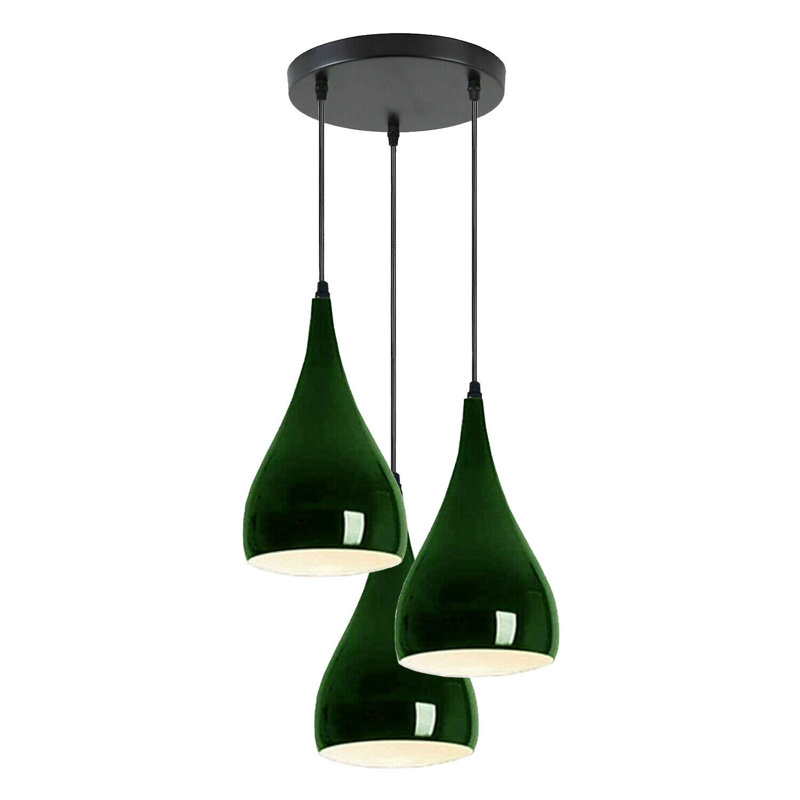 Cromwell 3 - Light Black Kitchen Island Pendant, Green