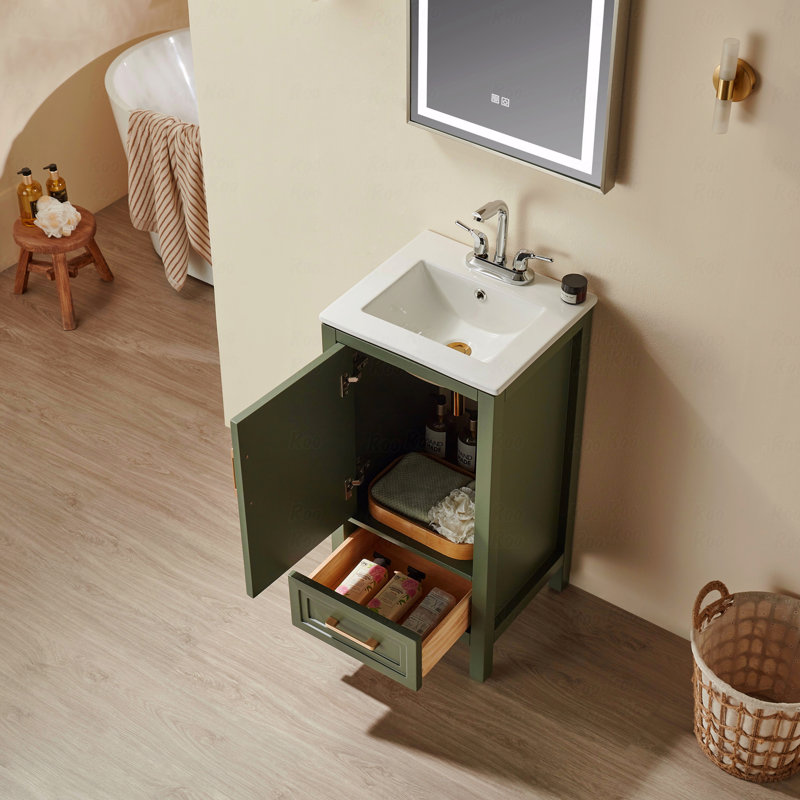 Meuble-lavabo autoportant simple avec comptoir, Vert