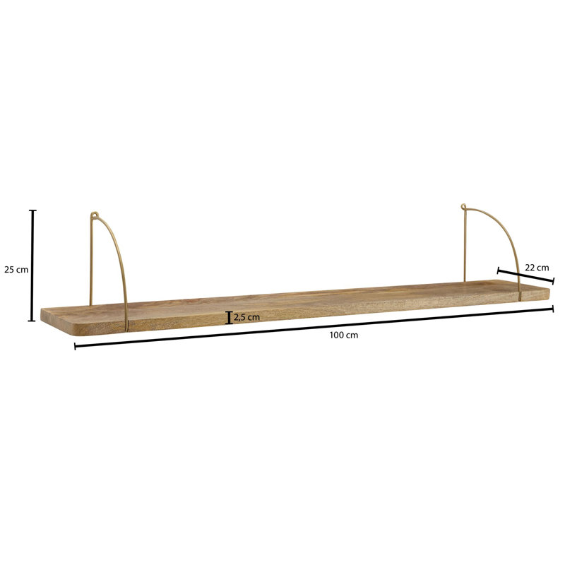 Satsuma Mango Solid Wood Floating Shelf, 25cm H x 100cm W x 22cm D