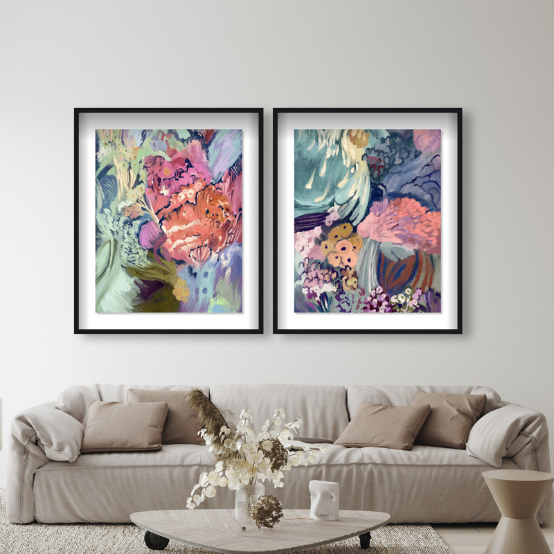 Abstract Botanicals Set Set by Oliver Gal, 51"H x 43"W, Black Shadowbox