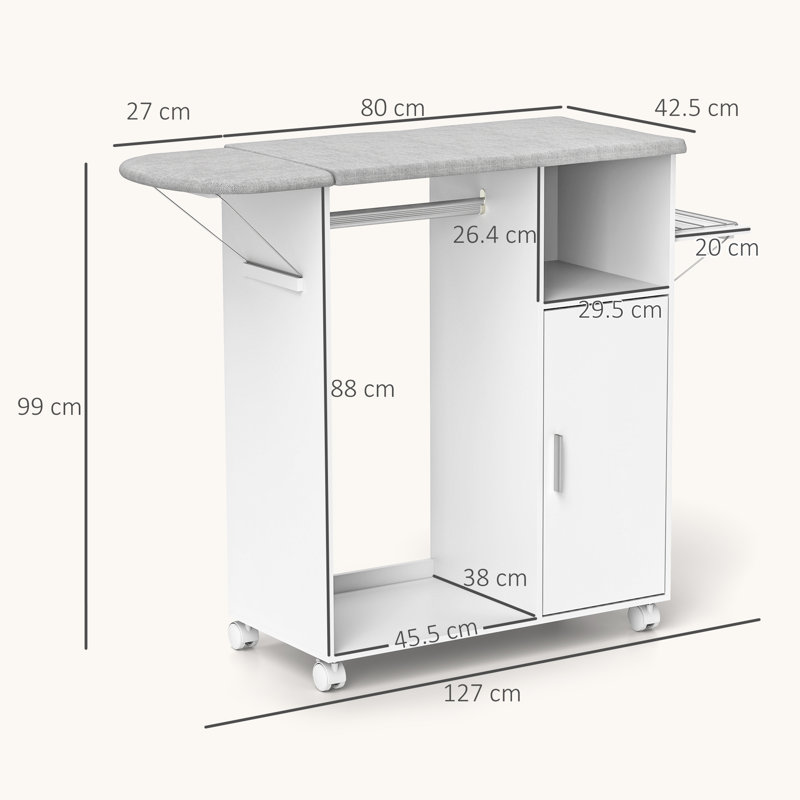 Linen, Foam, Engineered Wood Freestanding Ironing Board