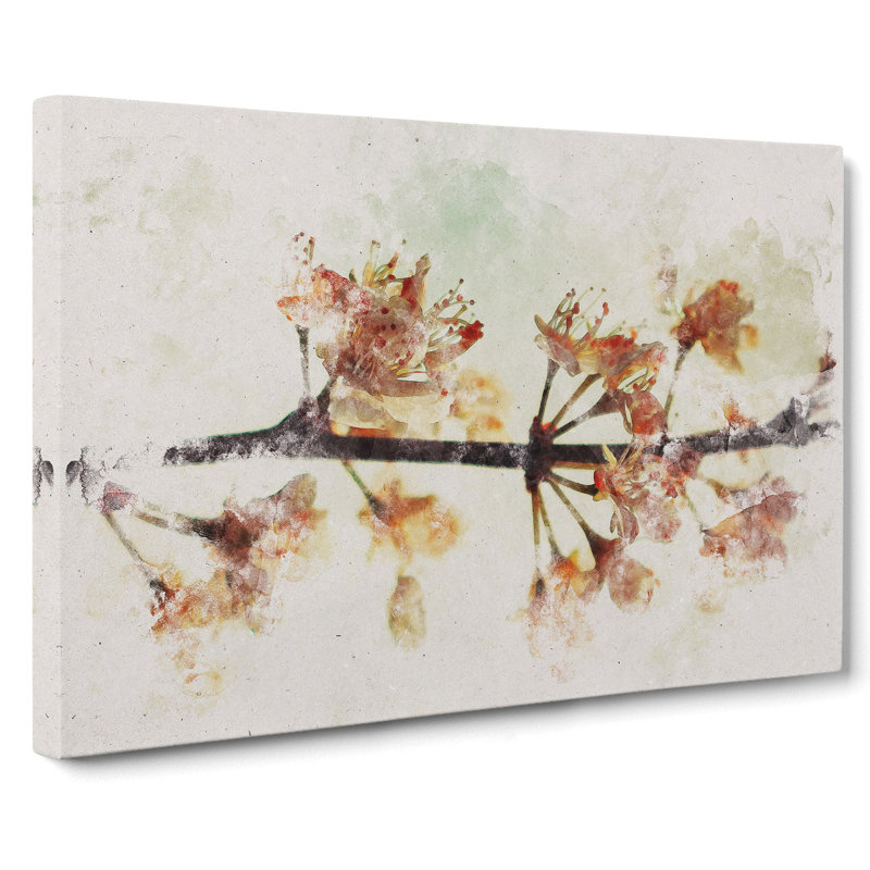 Pink Cherry Blossom Flowers Vol.12 - Wrapped Canvas, 35cm H x 50cm W x 3cm D