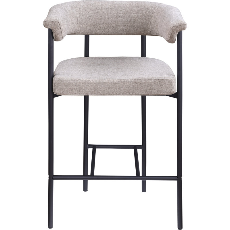 Tabouret de comptoir Malin, Tissu texturé lin taupe