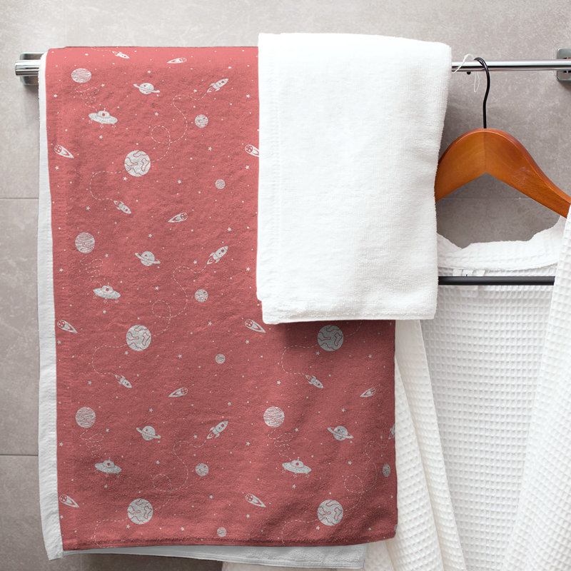 Serviette de bain à espace extérieur, Rouge