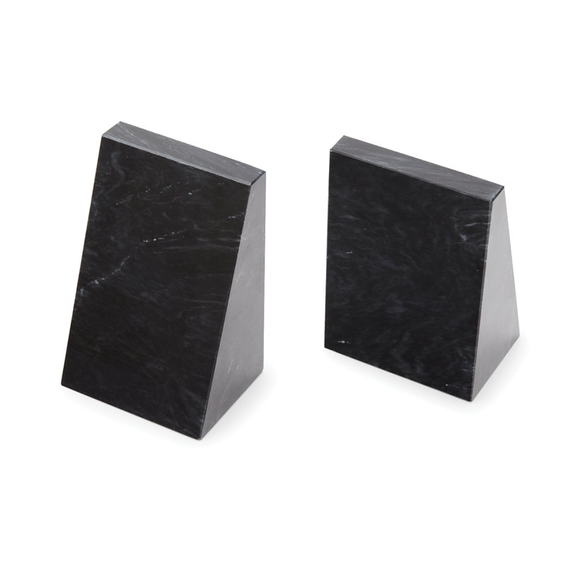 Serre-livres triangulaires 100% marbre naturel poli, Noir