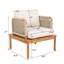 Fauteuil club d'extérieur en bois d'acacia et corde avec coussins