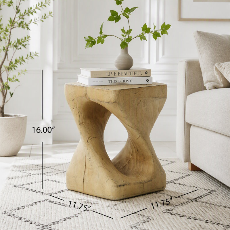 Table d'appoint à la texture imitation bois, Naturel