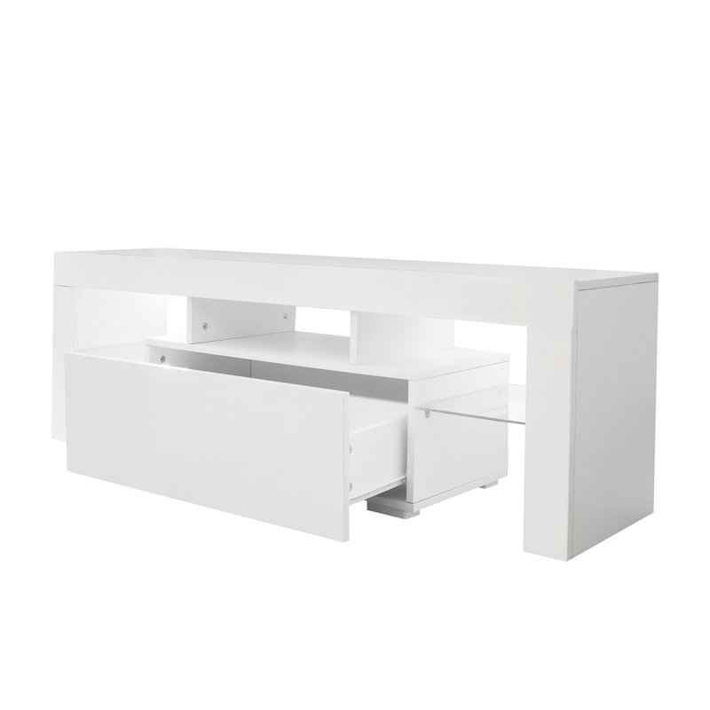 51.2" W Large Entertainment TV Stand With Shelves, Large TV Stand TV Base Stand With Led Light, TV Cabinet