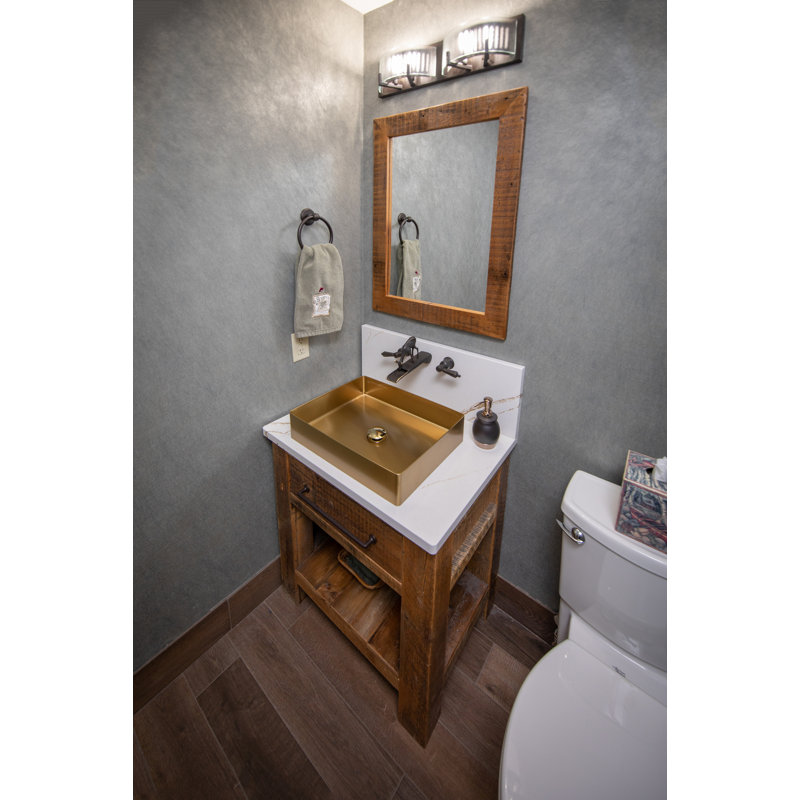 Stainless Steel Rectangular Vessel Bathroom Sink, Gold