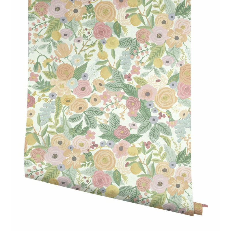 Rouleau de papier peint 27 pi x 27 po Garden Party, Pastels multicolores