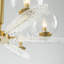 Lustre doré à 6 lumières avec globes en verre transparent et décorations en acrylique ondulé, luminaire suspendu moderne pour îlot de cuisine, hauteur réglable de 19,7 po à 74,8 po, compatible avec les plafonds inclinés, base E12, homologué ETL et UL