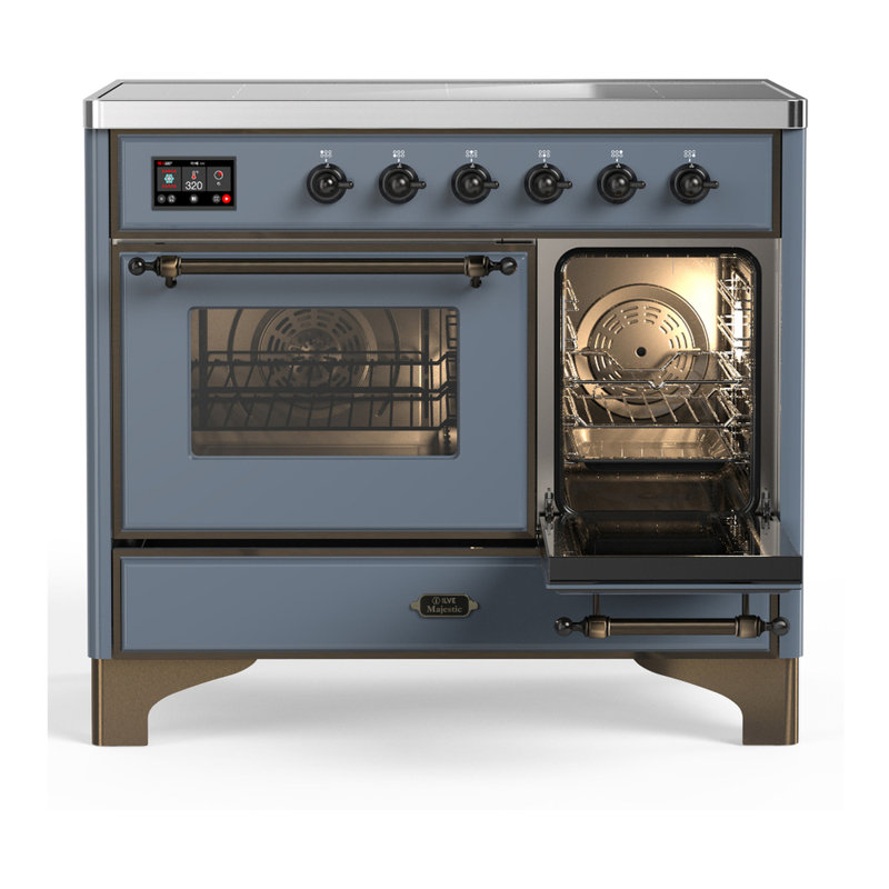 Majestic III Series 40 Inch Induction Range with 6 Induction Elements in Stainless Steel (Brass Trim), Blue Gray, Burnished