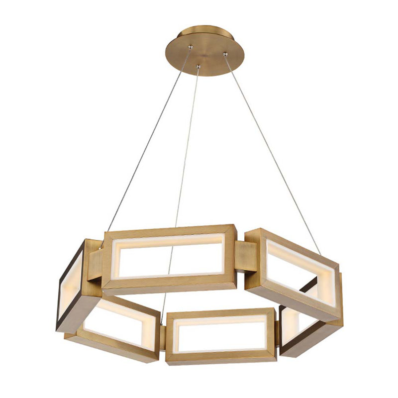 Mies 6 - Light Dimmable LED Geometric Chandelier, 5.25" H x 29" W x 29" D 