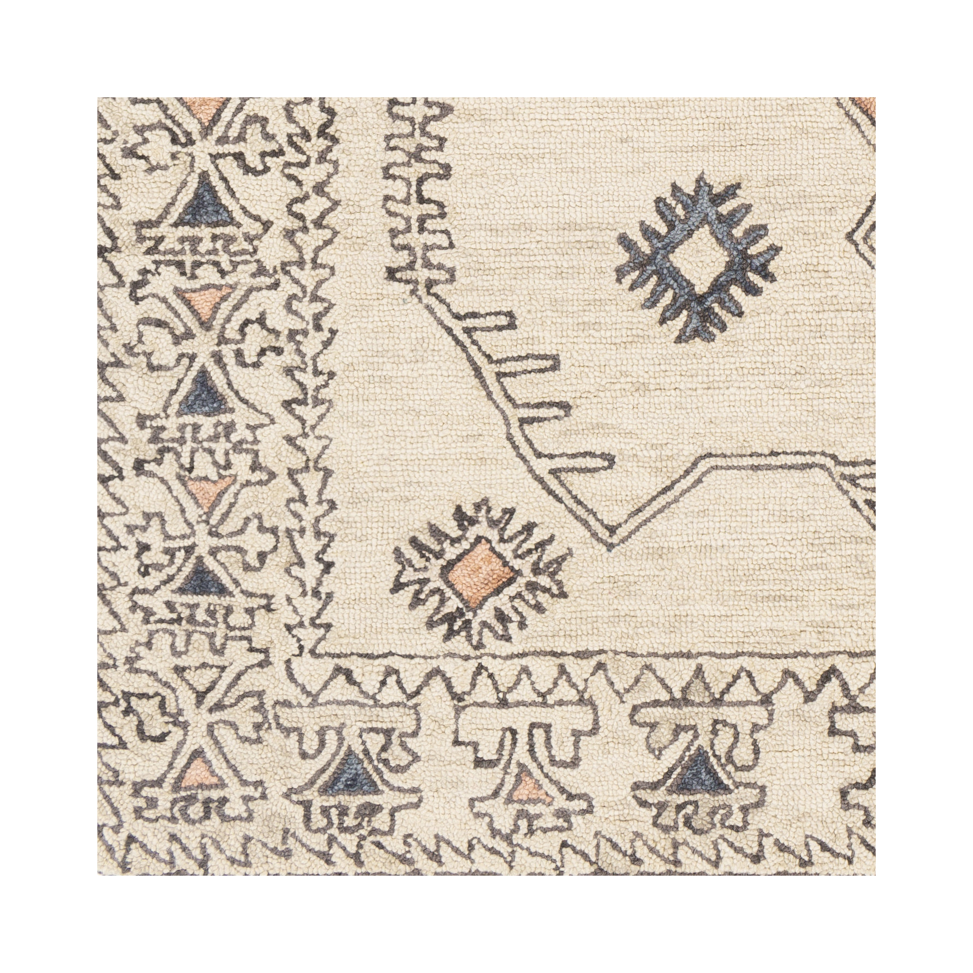 Moore Handmade Wool Beige/Ivory/Gray Rug, Rectangle 2' x 3'