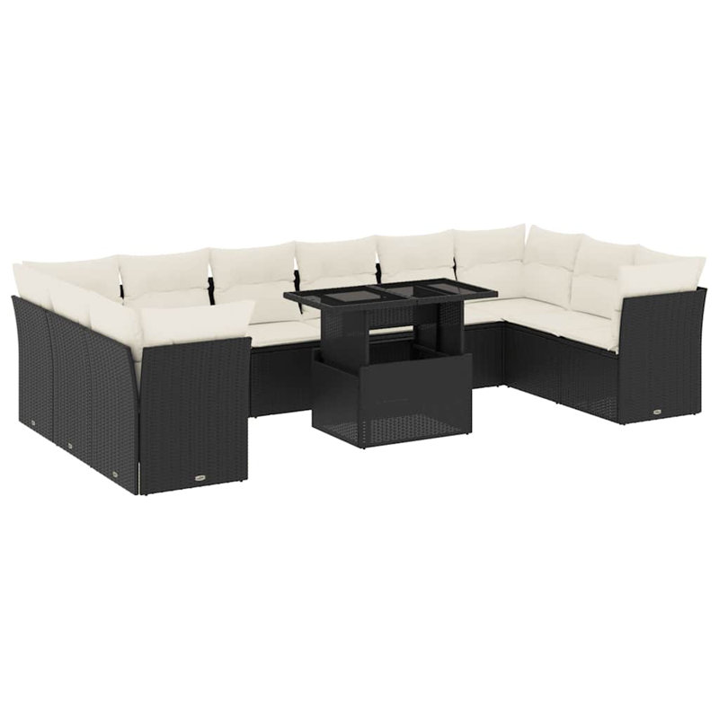 Ensemble de canapé de jardin Vidaxl noir, blanc crème