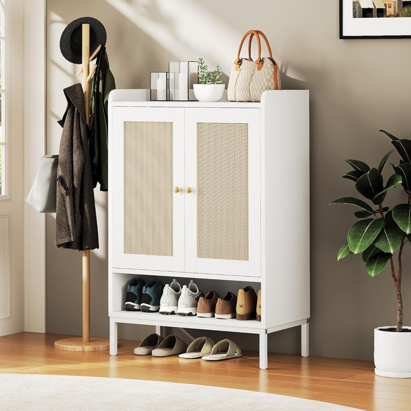 12 Pair Shoe Storage Cabinet, White