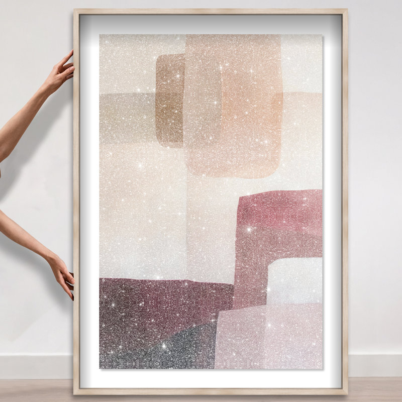 Ruby Dreams I Shadowbox Abstract Print by Oliver Gal, Black Frame, 10 x 15, 55.5"H x 37.5"W, Natural Oak Frame