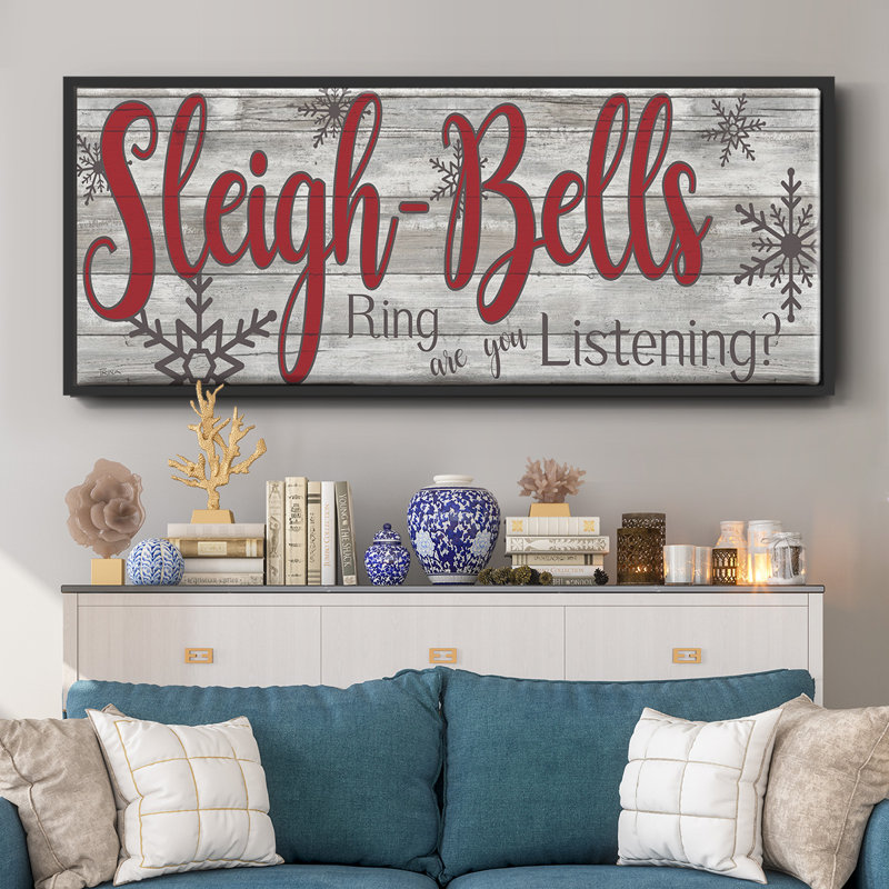 Sleigh Bells- Framed Canvas, 12" H x 30" W
