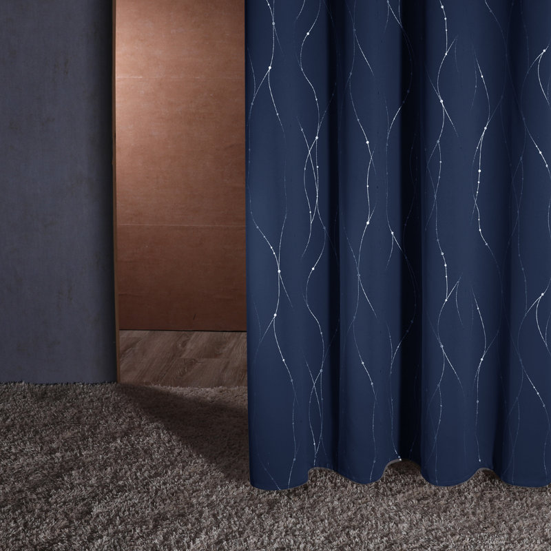 Room Darkening Curtain Pair, 38" W x 72" L, Navy
