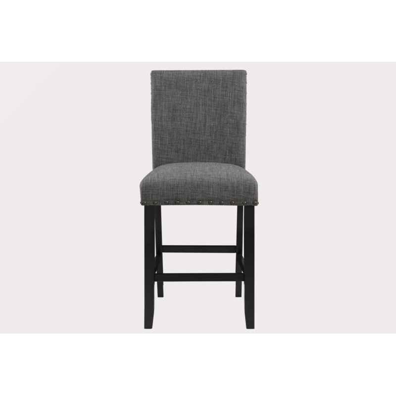 Chaise d'appoint Transition en tissu gris avec garniture cloutée | Entretien facile (nettoyage par solvant doux) sans accoudoirs